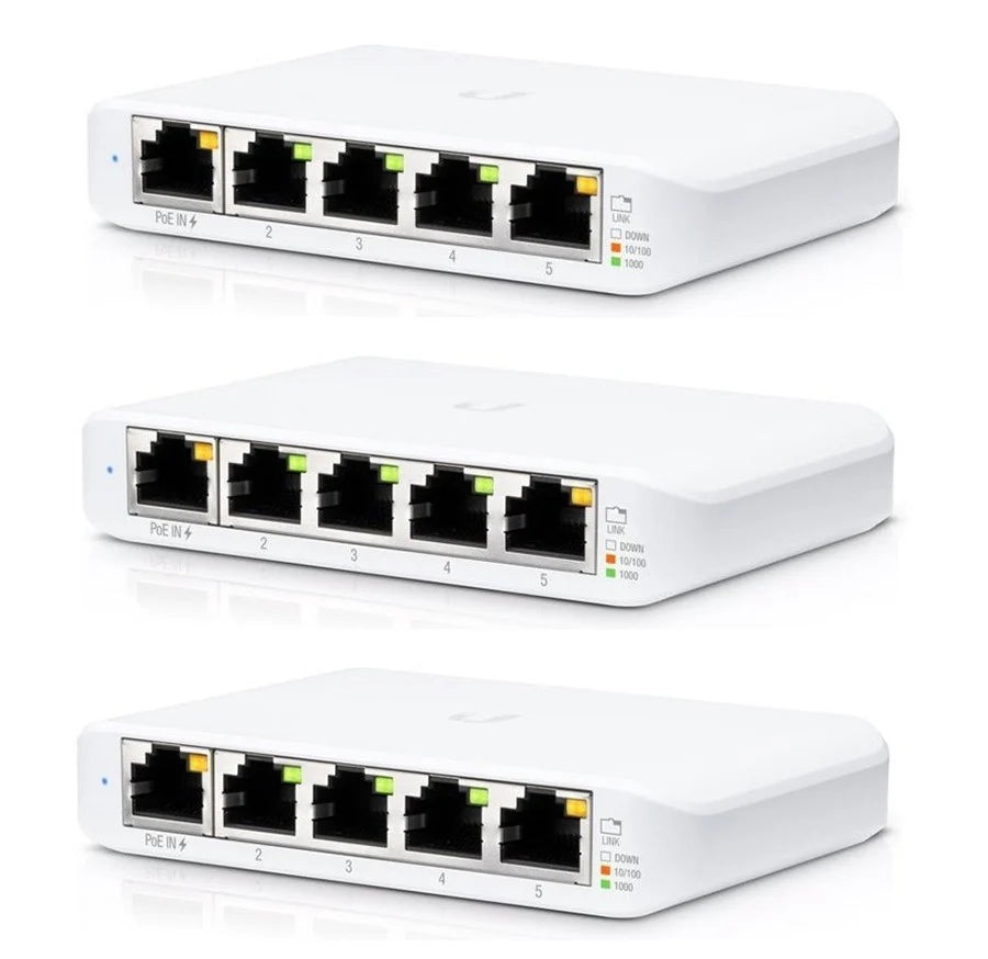 Ubiquiti USW-FLEX-MINI-3 – Kit 3 Switch UniFi Flex Mini 5 Porte GbE Gestito L2 con PoE