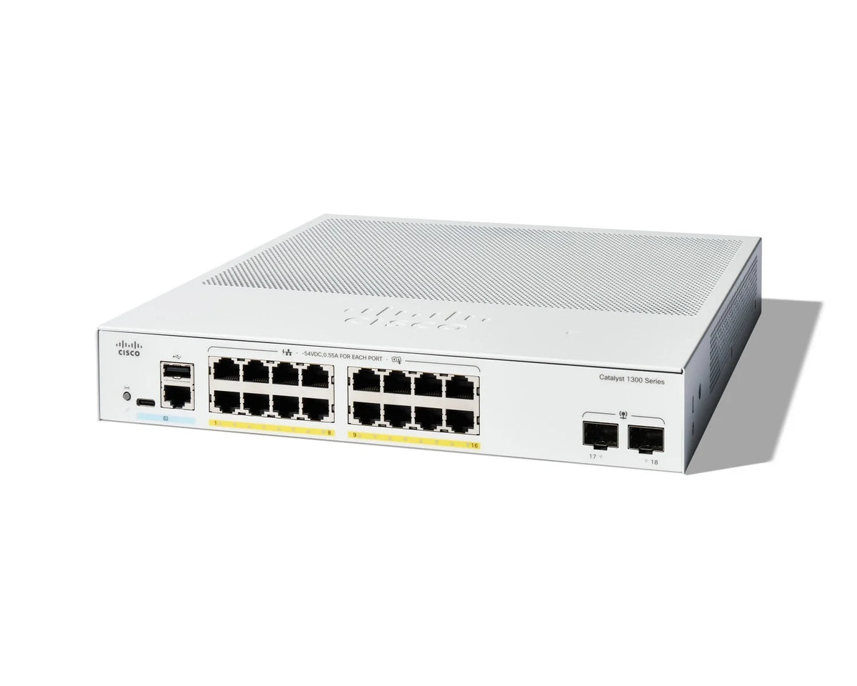 Cisco C1300-16FP-2G – Switch Catalyst 1300 16 Porte GbE PoE+ (240W) con 2 Uplink SFP