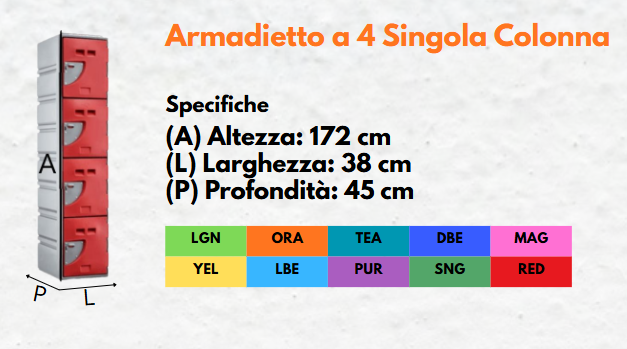 Armadietto a 4 Singola Colonna