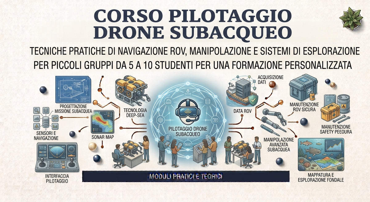 CORSO PILOTAGGIO DRONE SUBACQUEO DA 5 A 10 STUDENTI