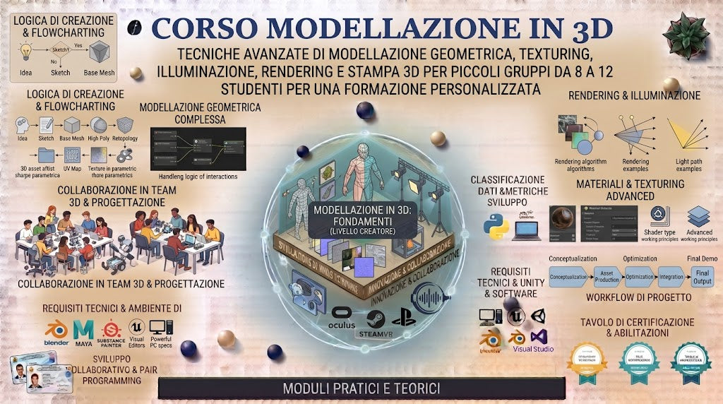 CORSO MODELLAZIONE IN 3D DA 8 A 12 STUDENTI