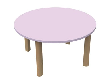 TAVOLO TONDO MEDIO C/PIEDI DIA.60 LEGNO PIANO NOBILITATO SP.25PIANO COLORE BIANCO, RAGGIO PIANO 44MM, GRADAZIONE 0 H.42CM, CON GOMMINI REGOLABILI