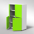 ARMADIO 4 ANTE MEDIE 6 RIPIANI PIEDI PLASTICA REGOLABILIFRONTALE COLORE BLU BALTICO, STRUTTURA COLORE BIANCO, FONDO STANDARD COL.STRUTTURA, RIPIANI COLORE BIANCO, PIEDINO REGOLABILE