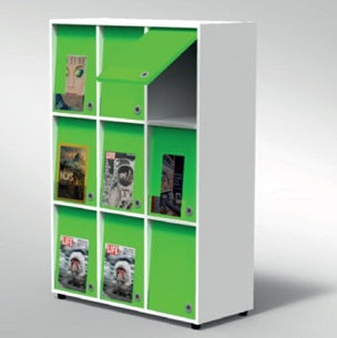 ARMADIO PORTARIVISTE 9 ANTINE PIEDI PLASTICA REGOLABILIFRONTALE COLORE BIANCO, STRUTTURA COLORE BIANCO, FONDO STANDARD COL.STRUTTURA, RIPIANI COLORE BIANCO, PIEDINO REGOLABILE