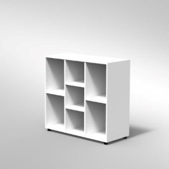ARMADIO A GIORNO 10 CASELLE PIEDI PLASTICA REGOLABILI (SZ7406)STRUTTURA COLORE BIANCO, FONDO STANDARD COL.STRUTTURA, RIPIANI COLORE BIANCO, PIEDINO REGOLABILE