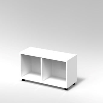 CUBETTO MODULO 2 VANI ORIZZONTALE PIEDI PLASTICA REGOLABILISTRUTTURA COLORE BIANCO, PIEDINO REGOLABILE