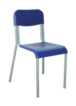 SEDIA SOVRAPPONIBILE SEDILE E SPALLIERA IN POLIPROPILENE TUBO D25 GRADAZIONE 4^ - H.38 CMPOLIPROPILENE COLORE BLU, STRUTTURA METALLICA COLORE ALLUMINIO