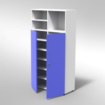ARMADIO 2 ANTE 3 VANI A GIORNO PIEDI PLASTICA REGOLABILI (SZ7424)FRONTALE COLORE BIANCO, STRUTTURA COLORE BIANCO, FONDO STANDARD COL.STRUTTURA, RIPIANI COLORE BIANCO, PIEDINO REGOLABILE