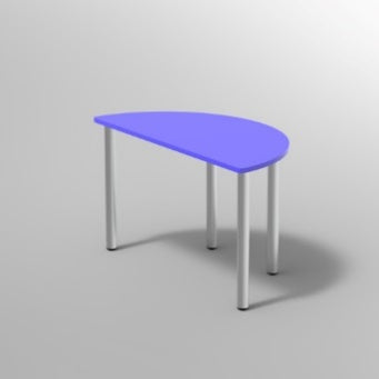 TAVOLO SEMICIRC. XL C/PIEDI DIA.60 LEGNO PIANO NOBILITATO SP.25PIANO COLORE BIANCO, RAGGIO PIANO 44MM, GRADAZIONE 5 H.71CM, CON GOMMINI REGOLABILI