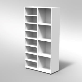 ARMADIO A GIORNO 10 RIPIANI REG. PIEDI PLASTICA REGOLABILI (SZ7426)STRUTTURA COLORE BIANCO, FONDO STANDARD COL.STRUTTURA, RIPIANI COLORE BIANCO, PIEDINO REGOLABILE