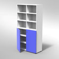 ARMADIO 2 ANTE INF. 2 RIPIANI REG. PER VANO PIEDI PLASTICA REGOLABILIFRONTALE COLORE BLU BALTICO, STRUTTURA COLORE BIANCO, FONDO STANDARD COL.STRUTTURA, RIPIANI COLORE BIANCO, PIEDINO REGOLABILE