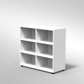 ARMADIO A GIORNO 4 RIPIANI PIEDI PLASTICA REGOLABILISTRUTTURA COLORE BIANCO, FONDO STANDARD COL.STRUTTURA, RIPIANI COLORE BIANCO, PIEDINO REGOLABILE