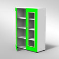 ARMADIO 2 ANTE VETRO 6 RIPIANI PIEDI PLASTICA REGOLABILIFRONTALE COLORE BLU BALTICO, STRUTTURA COLORE BIANCO, FONDO STANDARD COL.STRUTTURA, RIPIANI COLORE BIANCO, PIEDINO REGOLABILE