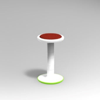 SGABELLO CONVESSO REGOLABILE IN ALTEZZA DA CM.38 A CM.46.REALIZZATO IN POLIPROPILENE BIANCO SEDUTA COLORE ROSSO.