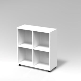 CUBETTO MODULO 2x2 VANI ORIZZONTALE PIEDI PLASTICA REGOLABILISTRUTTURA COLORE BIANCO, PIEDINO REGOLABILE
