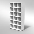 ARMADIO A GIORNO 18 CASELLE PIEDI PLASTICA REGOLABILISTRUTTURA COLORE BIANCO, FONDO STANDARD COL.STRUTTURA, RIPIANI COLORE BIANCO, PIEDINO REGOLABILE