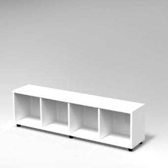 CUBETTO MODULO 4 VANI ORIZZONTALE PIEDI PLASTICA REGOLABILISTRUTTURA COLORE BIANCO, PIEDINO REGOLABILE