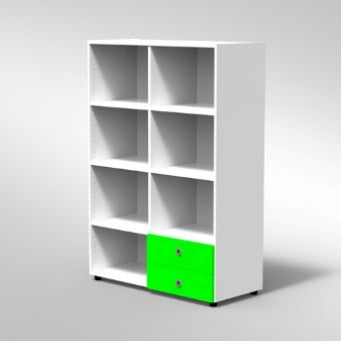 ARMADIO 2 CASSETTI  6 RIPIANI PIEDI PLASTICA REGOLABILIFRONTALE COLORE BLU BALTICO, STRUTTURA COLORE BIANCO, FONDO STANDARD COL.STRUTTURA, RIPIANI COLORE BIANCO, PIEDINO REGOLABILE