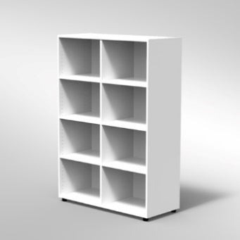 ARMADIO A GIORNO 6 RIPIANI PIEDI PLASTICA REGOLABILISTRUTTURA COLORE BIANCO, FONDO STANDARD COL.STRUTTURA, RIPIANI COLORE BIANCO, PIEDINO REGOLABILE