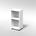 CUBETTO MODULO 2 VANI VERTICALE PIEDI PLASTICA REGOLABILISTRUTTURA COLORE BIANCO, FONDO RETROFINITO FAGGIO, PIEDINO REGOLABILE