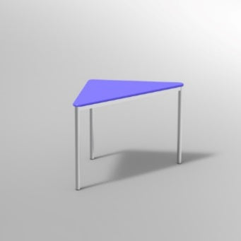 TRIANGOLO C/PIEDI DIA.60 IN ACCIAIO PIANO NOBILITATO SP.25PIANO COLORE BLU BALTICO, GAMBE ACCIAIO COLORE ALLUMINIO, RAGGIO PIANO 44MM, GRADAZIONE 6 H.76CM, CON GOMMINI REGOLABILI