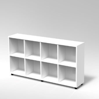 CUBETTO MODULO 4x2 VANI ORIZZONTALE PIEDI PLASTICA REGOLABILISTRUTTURA COLORE BIANCO, PIEDINO REGOLABILE
