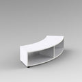 MODULO CURVO A GIORNO 2 VANI PIEDI PLASTICA REGOLABILI CON LAMIERASTRUTTURA COLORE BIANCO, RIPIANI COLORE BIANCO, STRUTTURA METALLICA COLORE ALLUMINIO, PIEDINO REGOLABILE