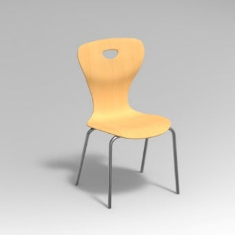 SEDIA A 4 GAMBE SCOCCA IN MULTISTRATO DI FAGGIO GRADAZIONE 6^ - H.46 CMFAGGIO VERNICIATO NATURALE, STRUTTURA METALLICA COLORE ALLUMINIO