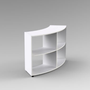 MODULO CURVO A GIORNO 2 RIPIANI PIEDI PLASTICA REGOLABILISTRUTTURA COLORE BIANCO, RIPIANI COLORE BIANCO, PIEDINO REGOLABILE