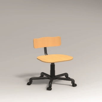 SEDIA GIREVOLE BASE METAL CON RUOTE SEDILE E SPALLIERA IN FAGGIOFAGGIO VERNICIATO NATURALE, STRUTTURA METALLICA COLORE ALLUMINIO