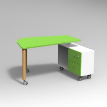 TAVOLO PIEDE LEGNO D.60 CON CONTENITORE DIM. CM 160X71X76HFRONTALE COLORE BIANCO, STRUTTURA COLORE BIANCO, FONDO RETROFINITO BIANCO, PIANO COLORE BIANCO, RAGGIO PIANO 44MM