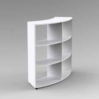 MODULO CURVO A GIORNO 4 RIPIANI PIEDI PLASTICA REGOLABILISTRUTTURA COLORE BIANCO, RIPIANI COLORE BIANCO, PIEDINO REGOLABILE
