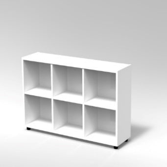 CUBETTO MODULO 3x2 VANI ORIZZONTALE PIEDI PLASTICA REGOLABILISTRUTTURA COLORE BIANCO, PIEDINO REGOLABILE