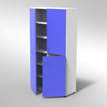 ARMADIO 4 ANTE 2 RIPIANI REG. PER VANO PIEDI PLASTICA REGOLABILIFRONTALE COLORE BIANCO, STRUTTURA COLORE BIANCO, FONDO STANDARD COL.STRUTTURA, RIPIANI COLORE BIANCO, PIEDINO REGOLABILE