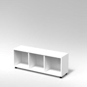 CUBETTO MODULO 3 VANI ORIZZONTALE PIEDI PLASTICA REGOLABILISTRUTTURA COLORE BIANCO, PIEDINO REGOLABILE