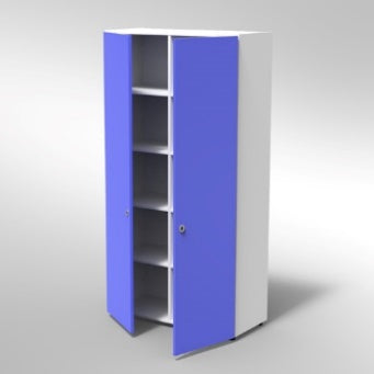 ARMADIO 2 ANTE 8 RIPIANI PIEDI PLASTICA REGOLABILIFRONTALE COLORE BLU BALTICO, STRUTTURA COLORE BIANCO, FONDO STANDARD COL.STRUTTURA, RIPIANI COLORE BIANCO, PIEDINO REGOLABILE