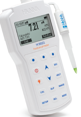 pHmetro portatile per alimenti con sonda FC2023, misura pH e temperatura, IP67.