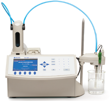 Titolatore automatico multiparametro per acidi, basi, redox e ioni selettivi.
