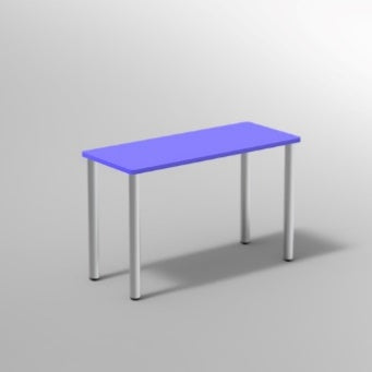 TAVOLO C/PIEDI DIA.60 IN ACCIAIO PIANO NOBILITATO SP.25PIANO COLORE BLU BALTICO, GAMBE ACCIAIO COLORE ALLUMINIO, RAGGIO PIANO 2MM, GRADAZIONE 6 H.76CM, CON GOMMINI STANDARD