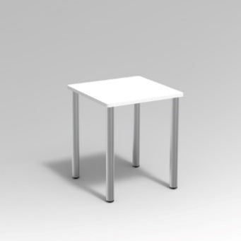 TAVOLO C/PIEDI DIA.60 IN ACCIAIO PIANO NOBILITATO SP.25PIANO COLORE BLU BALTICO, GAMBE ACCIAIO COLORE ALLUMINIO, RAGGIO PIANO 2MM, GRADAZIONE 6 H.76CM, CON GOMMINI STANDARD