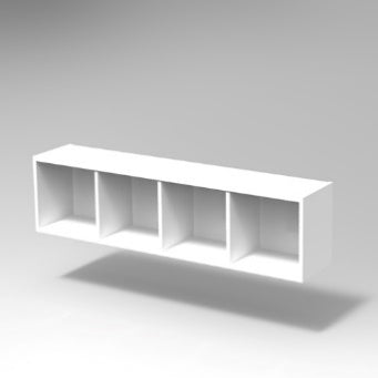 CUBETTO PENSILE MODULO 4 VANI ORIZZONTALE SOSPESOSTRUTTURA COLORE BIANCO, SOSPESO
