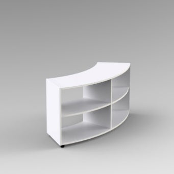 MODULO CURVO A GIORNO 4 VANI PIEDI PLASTICA REGOLABILISTRUTTURA COLORE BIANCO, RIPIANI COLORE BIANCO, PIEDINO REGOLABILE