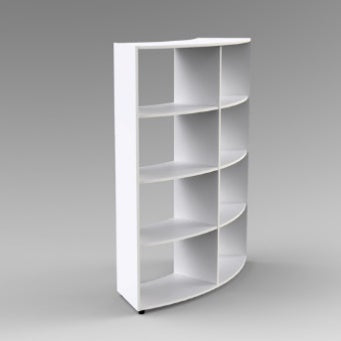 MODULO CURVO A GIORNO 6 RIPIANI PIEDI PLASTICA REGOLABILISTRUTTURA COLORE BIANCO, RIPIANI COLORE BIANCO, PIEDINO REGOLABILE
