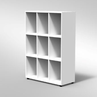 ARMADIO A GIORNO PORTAZAINI 9 VANI PIEDI PLASTICA REGOLABILISTRUTTURA COLORE BIANCO, FONDO STANDARD COL.STRUTTURA, RIPIANI COLORE BIANCO, PIEDINO REGOLABILE
