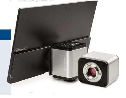 Fotocamera UHD-4K con specifiche tecniche per microscopia.