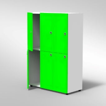 ARMADIO 6 ANTE MEDIE 6 VANI PIEDI PLASTICA REGOLABILIFRONTALE COLORE BIANCO, STRUTTURA COLORE BIANCO, FONDO STANDARD COL.STRUTTURA, RIPIANI COLORE BIANCO, PIEDINO REGOLABILE