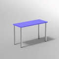 TAVOLO C/PIEDI DIA.60 IN ACCIAIO PIANO NOBILITATO SP.25PIANO COLORE BLU BALTICO, GAMBE ACCIAIO COLORE ALLUMINIO, RAGGIO PIANO 2MM, GRADAZIONE 6 H.76CM, CON GOMMINI STANDARD