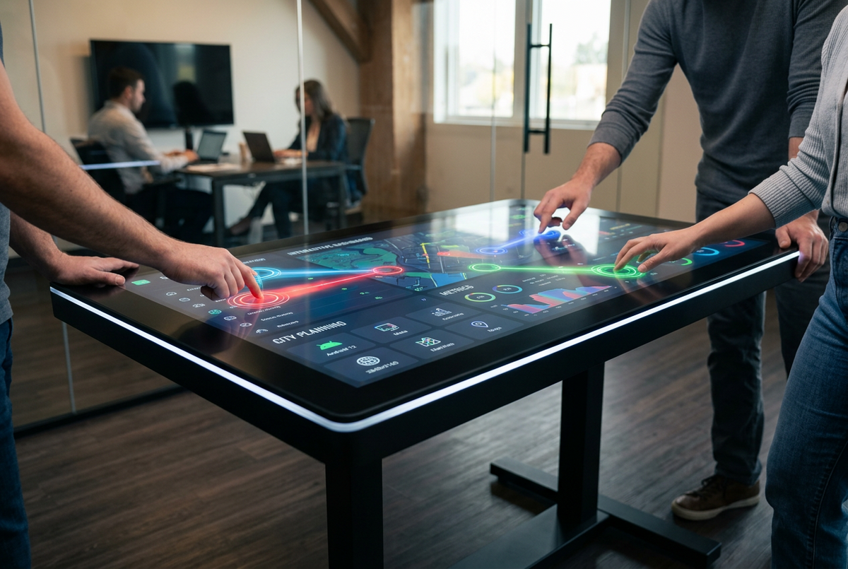 Multitouch Table 32" 4K, 20 Tocchi, touch capacitivo con Player Android integrato.