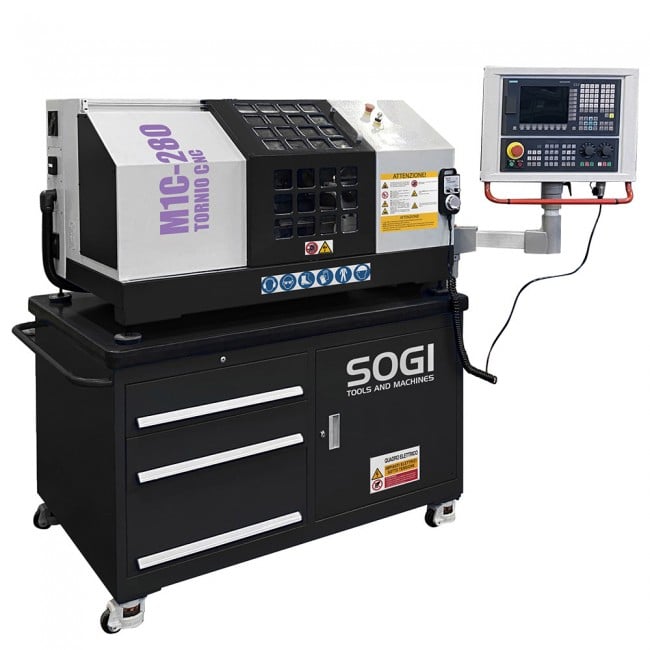 tornio cnc per didattica sogi M1C-280 - 200 x 280 mm - controllo numerico siemens 808da